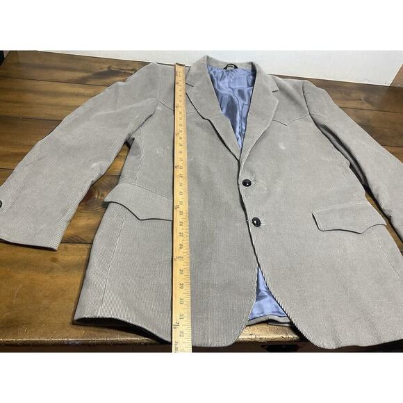 Brad Whitney Western Mens 44L Gray Light Blue Corduroy Sports Coat Jacket Blazer - Picture 8 of 16
